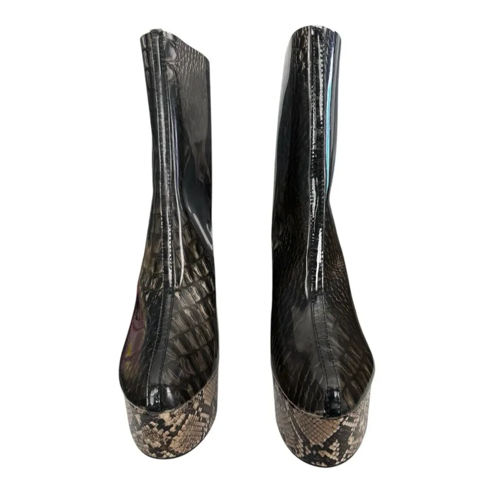 Azalea Wang‎ Dreamer Snake Platform Jelly Boots 7.5 Chunky Combat Block Heel